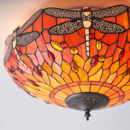 Endon 70721 - Candeeiro de teto Tiffany DRAGONFLY 2xE27/60W/230V, Ø 41 cm