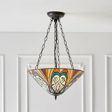 Endon 70750 - Lustre Tiffany HECTOR com corrente, 3xE27/60W/230V, diâmetro 40 cm