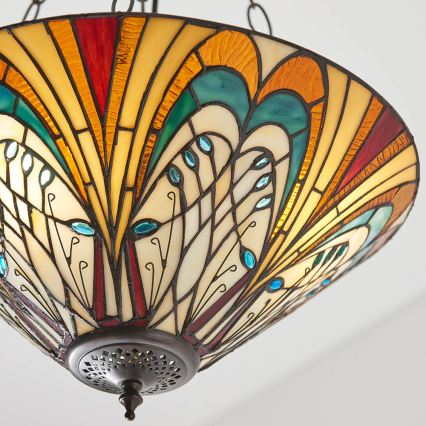Endon 70750 - Lustre Tiffany HECTOR com corrente, 3xE27/60W/230V, diâmetro 40 cm