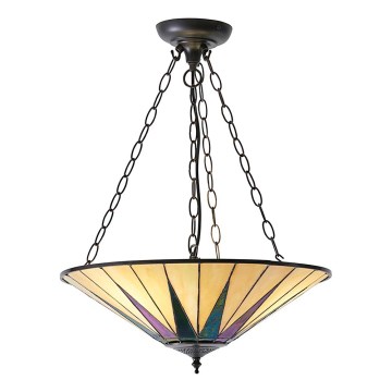 Endon 70754 - Lustre com corrente Tiffany DARK STAR 3xE27/60W/230V Ø 49 cm