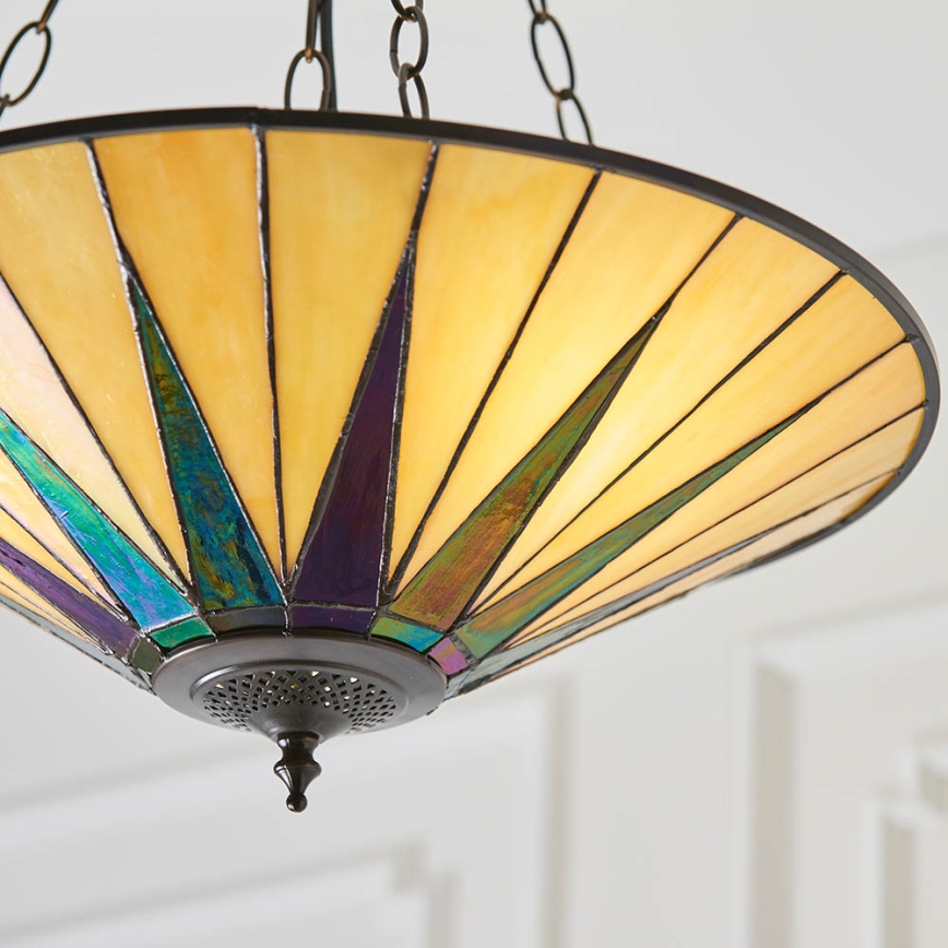 Endon 70754 - Lustre com corrente Tiffany DARK STAR 3xE27/60W/230V Ø 49 cm