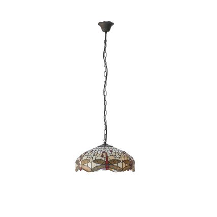 Endon 70824 - Lustre com corrente Tiffany DRAGONFLY 3xE27/60W/230V, diâmetro 41 cm