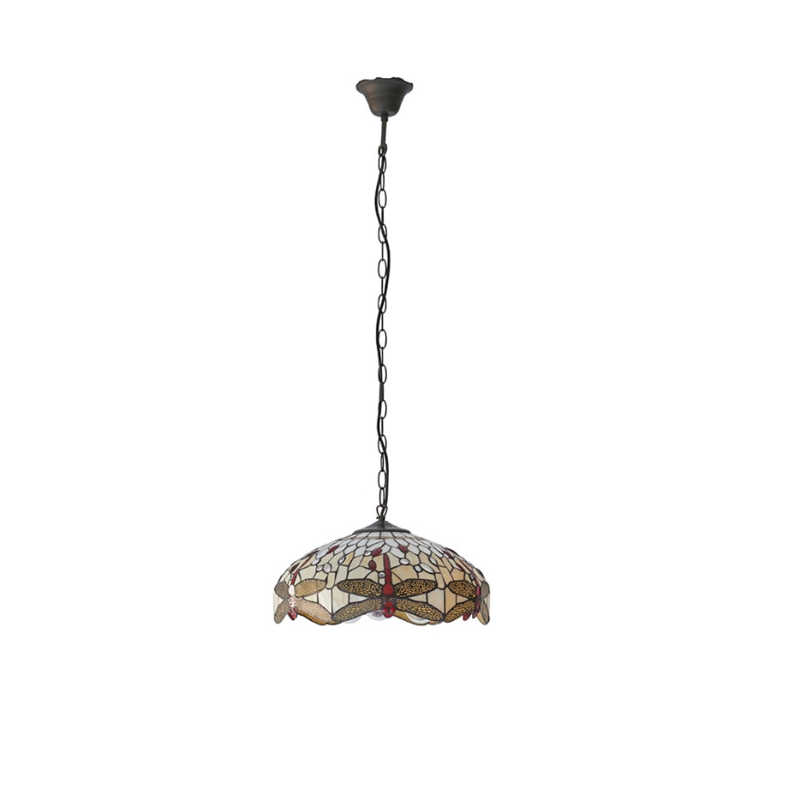 Endon 70824 - Lustre com corrente Tiffany DRAGONFLY 3xE27/60W/230V, diâmetro 41 cm