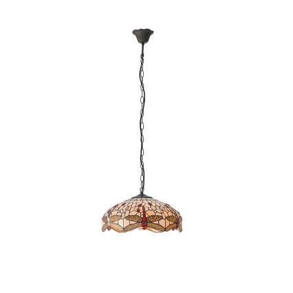 Endon 70824 - Lustre com corrente Tiffany DRAGONFLY 3xE27/60W/230V, diâmetro 41 cm