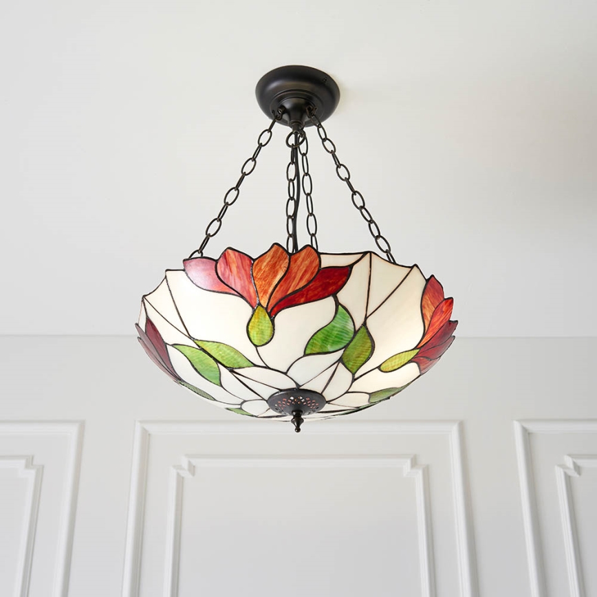 Endon 70946 - Lustre suspenso por corrente Tiffany BOTANICA 3xE27/60W/230V Ø 45 cm
