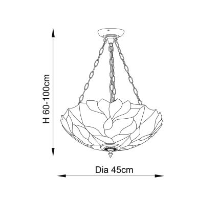 Endon 70946 - Lustre suspenso por corrente Tiffany BOTANICA 3xE27/60W/230V Ø 45 cm