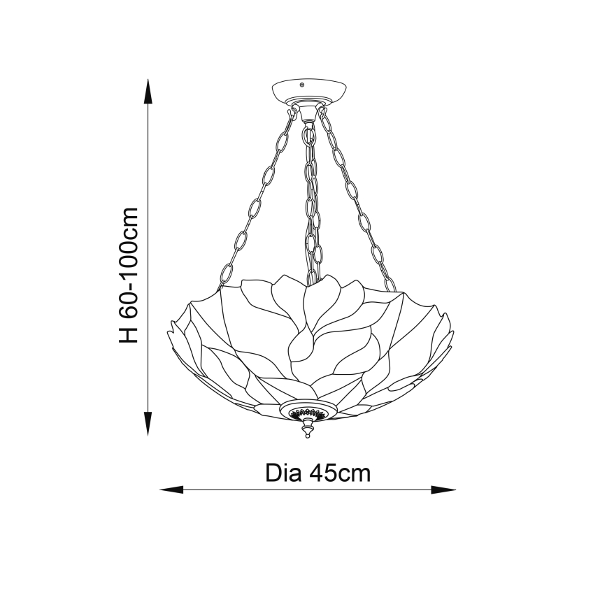 Endon 70946 - Lustre suspenso por corrente Tiffany BOTANICA 3xE27/60W/230V Ø 45 cm