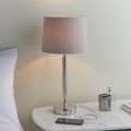 Endon 72175 - Lâmpada de mesa com porta USB SYON 1xE14/40W/230V cromo brilhante/bege