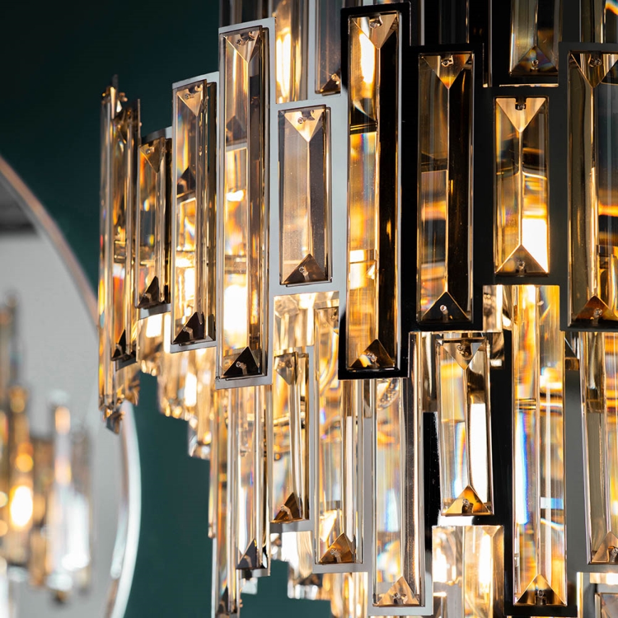 Endon 72744 - Candeeiro de cristal suspenso em corrente VIVIANA 12xE14/40W/230V cromo brilhante/fumado