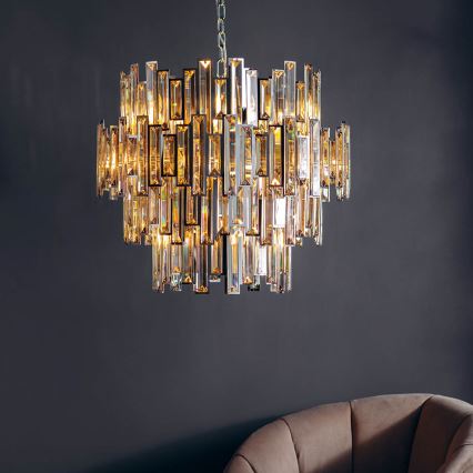 Endon 72746 - Lustre de cristal suspenso por corrente VIVIANA 15xE14/40W/230V cromado brilhante/fumê