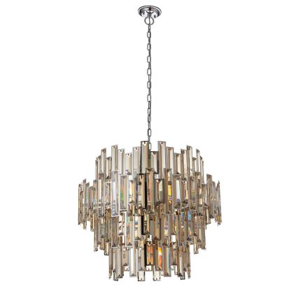 Endon 72746 - Lustre de cristal suspenso por corrente VIVIANA 15xE14/40W/230V cromado brilhante/fumê