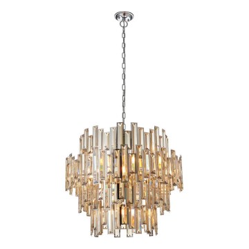 Endon 72746 - Lustre de cristal suspenso por corrente VIVIANA 15xE14/40W/230V cromado brilhante/fumê