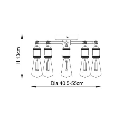 Endon 76336 - Candeeiro de focos HAL 5xE27/40W/230V cromado fosco/cobre