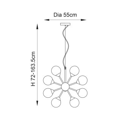 Endon 76499 - Lustre suspenso com cabo OSCAR 28xG9/18W/230V dourado