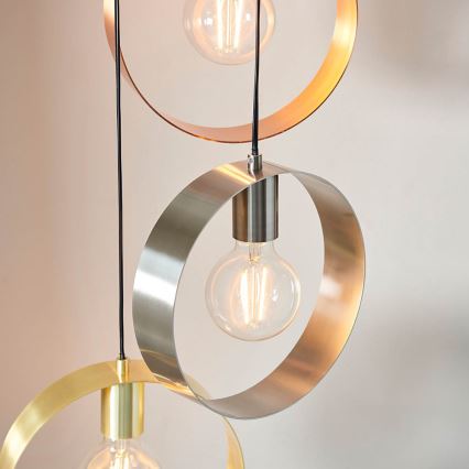 Endon 81922 - Lustre HOOP suspenso por cabo 3xE27/40W/230V dourado/cobre/cromo mate