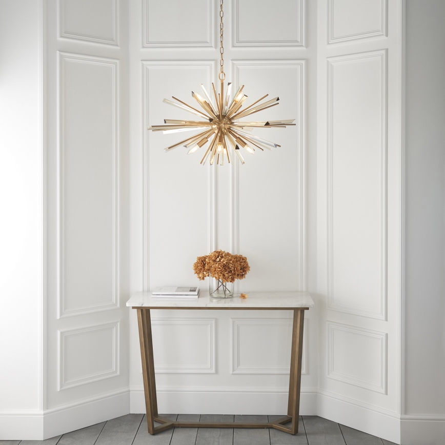 Endon 81935 - Lustre suspenso por corrente 8xE14/40W/230V dourado