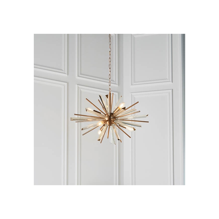 Endon 81936 - Lustre suspenso com corrente 6xE14/40W/230V dourado