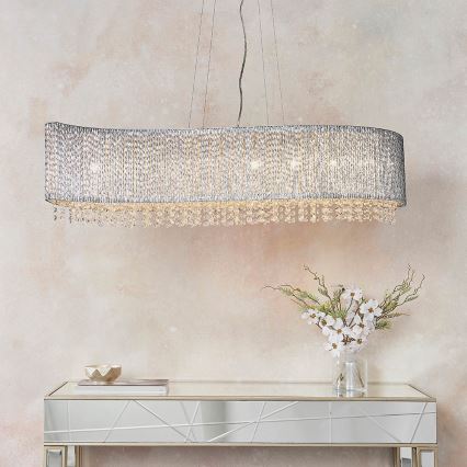 Endon 81979 - Lustre de cristal suspenso em cabo GALINA 8xG9/25W/230V, cromo brilhante