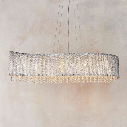 Endon 81979 - Lustre de cristal suspenso em cabo GALINA 8xG9/25W/230V, cromo brilhante