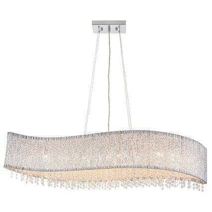 Endon 81979 - Lustre de cristal suspenso em cabo GALINA 8xG9/25W/230V, cromo brilhante