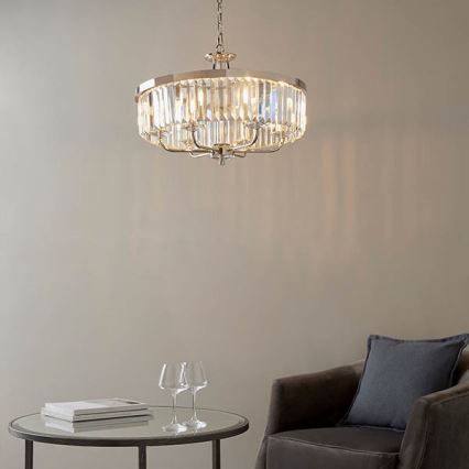 Endon 90263 - Lustre suspenso por corrente CHESTERFIELD 6xE14/6W/230V diâmetro 55 cm cromado brilhante
