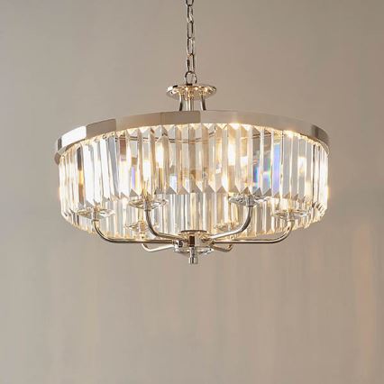 Endon 90263 - Lustre suspenso por corrente CHESTERFIELD 6xE14/6W/230V diâmetro 55 cm cromado brilhante