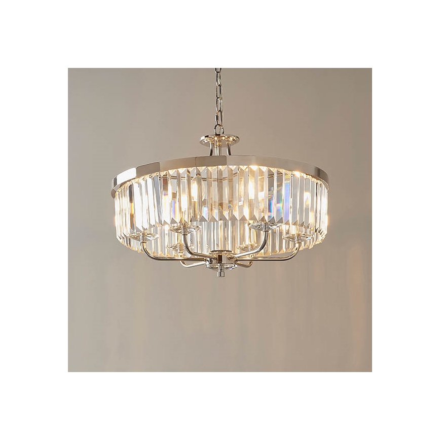 Endon 90263 - Lustre suspenso por corrente CHESTERFIELD 6xE14/6W/230V diâmetro 55 cm cromado brilhante