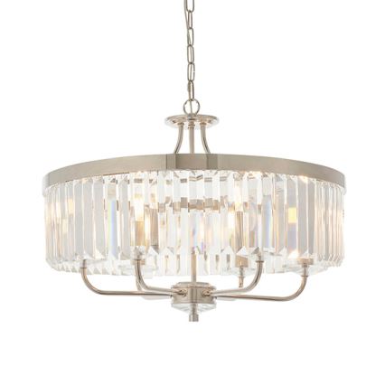 Endon 90263 - Lustre suspenso por corrente CHESTERFIELD 6xE14/6W/230V diâmetro 55 cm cromado brilhante