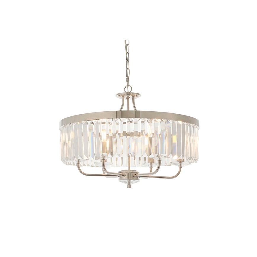Endon 90263 - Lustre suspenso por corrente CHESTERFIELD 6xE14/6W/230V diâmetro 55 cm cromado brilhante