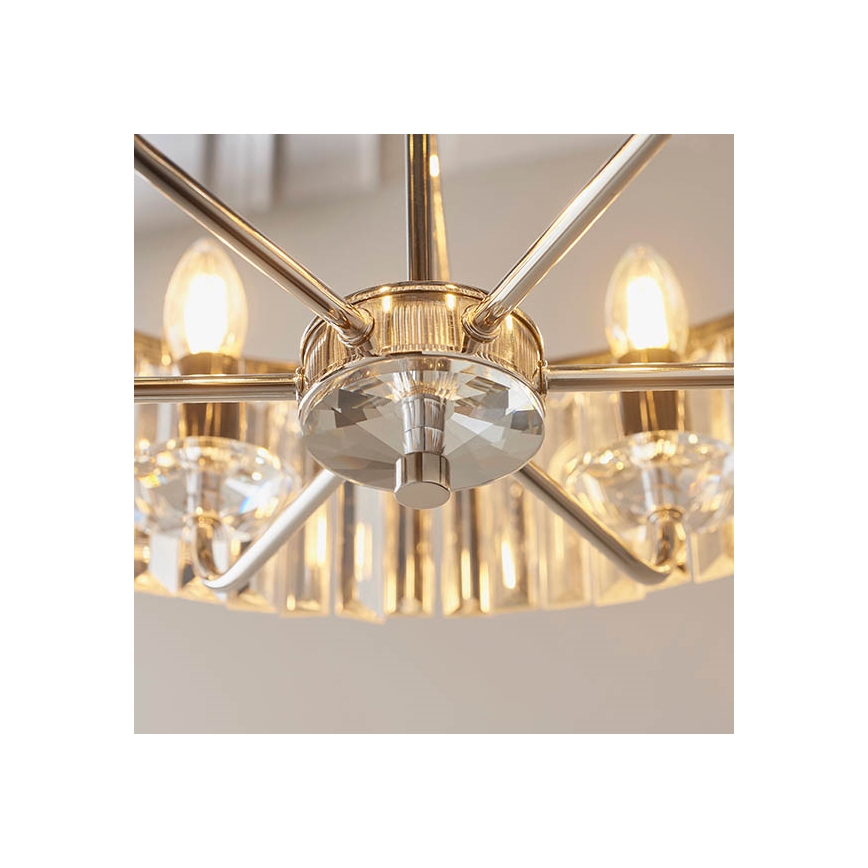 Endon 90263 - Lustre suspenso por corrente CHESTERFIELD 6xE14/6W/230V diâmetro 55 cm cromado brilhante