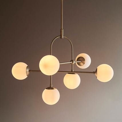 Endon 90842 - Lustre com haste ONTARIO 6xE14/7W/230V latão/branco
