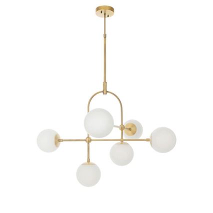 Endon 90842 - Lustre com haste ONTARIO 6xE14/7W/230V latão/branco