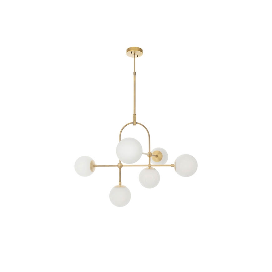 Endon 90842 - Lustre com haste ONTARIO 6xE14/7W/230V latão/branco