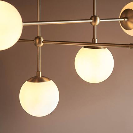 Endon 90842 - Lustre com haste ONTARIO 6xE14/7W/230V latão/branco