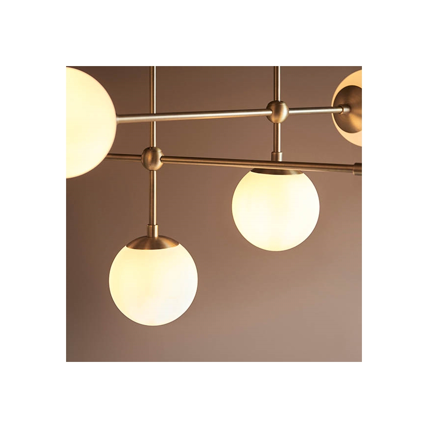 Endon 90842 - Lustre com haste ONTARIO 6xE14/7W/230V latão/branco