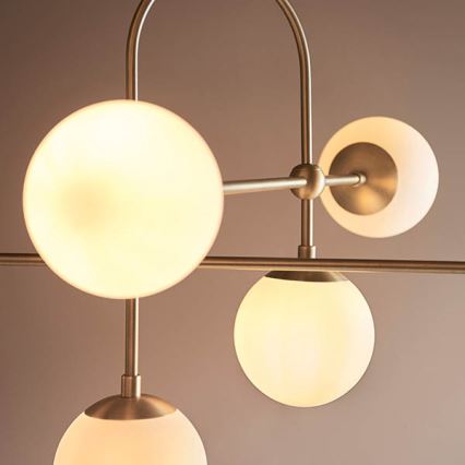 Endon 90842 - Lustre com haste ONTARIO 6xE14/7W/230V latão/branco