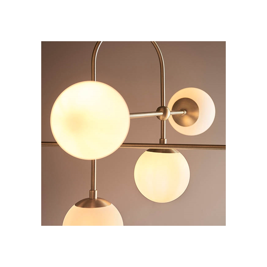 Endon 90842 - Lustre com haste ONTARIO 6xE14/7W/230V latão/branco