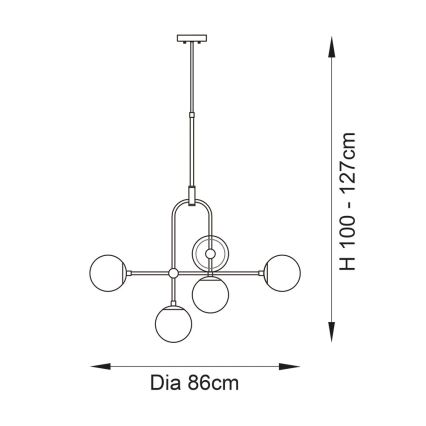 Endon 90842 - Lustre com haste ONTARIO 6xE14/7W/230V latão/branco