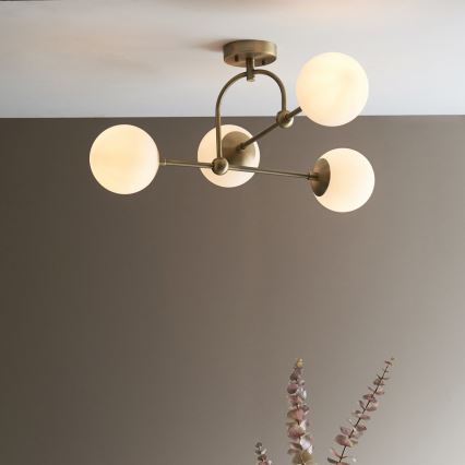 Endon 90843 - Lustre de tecto de montagem superficial ONTARIO 4xE14/7W/230V latão