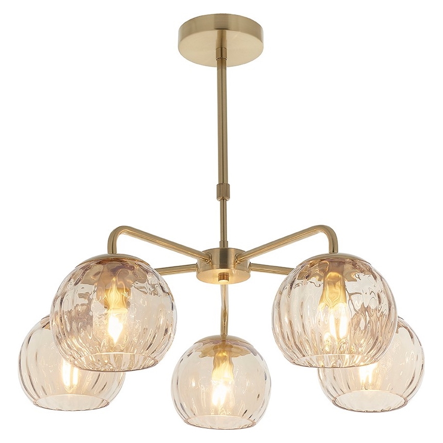 Endon 91969 - Lustre com haste DIMPLE 5xE14/25W/230V dourado