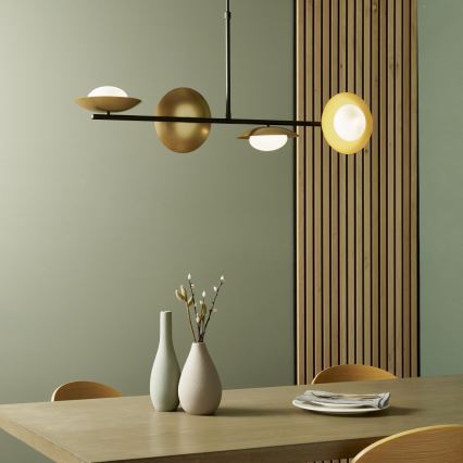 Endon 92036 - Lustre suspenso por cabo RUFFLE 4xG9/3W/230V latão/preto