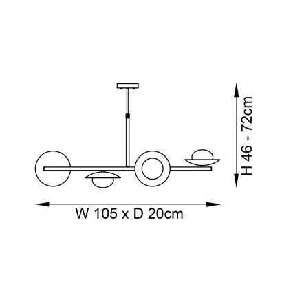 Endon 92036 - Lustre suspenso por cabo RUFFLE 4xG9/3W/230V latão/preto