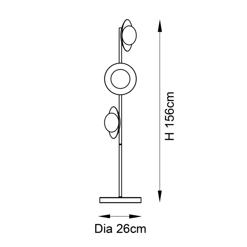 Endon 92039 - Candeeiro de chão RUFFLE 3xG9/3W/230V preto/dourado