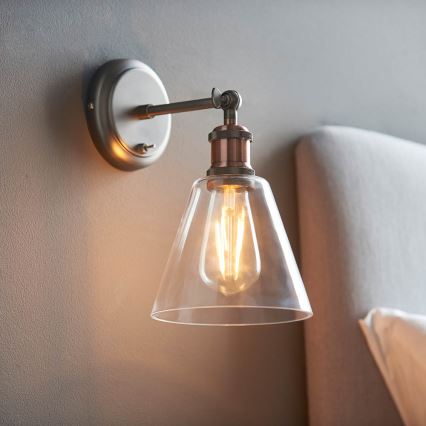 Endon 92874 - Foco de parede HAL 1xE27/10W/230V bronze/cobre/transparente