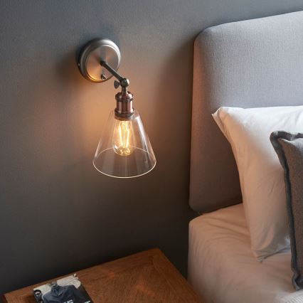 Endon 92874 - Foco de parede HAL 1xE27/10W/230V bronze/cobre/transparente