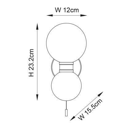 Endon 93523 - Candeeiro de parede para casa de banho PULSA 2xG9/3W/230V IP44 preto/branco