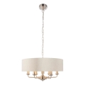 Endon 94357 - Lustre com corrente HIGHCLERE 6xE14/40W/230V diâmetro 55 cm bege/cromado mate