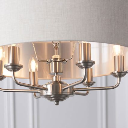 Endon 94357 - Lustre com corrente HIGHCLERE 6xE14/40W/230V diâmetro 55 cm bege/cromado mate