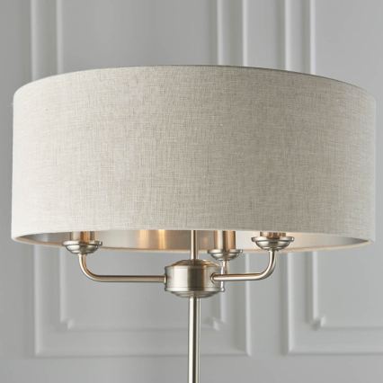 Endon 94359 - Candeeiro de chão HIGHCLERE 3xE14/40W/230V bege/cromado brilhante diâmetro 47 cm