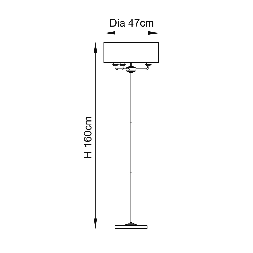Endon 94359 - Candeeiro de chão HIGHCLERE 3xE14/40W/230V bege/cromado brilhante diâmetro 47 cm